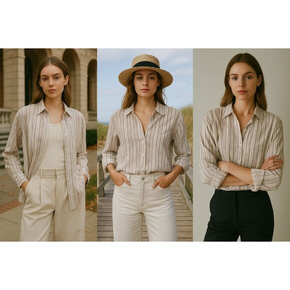 Ted Baker Women Button Shirt 6 Lavender Light Academia Coastal Quiet Luxury - Picture 1 of 15